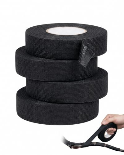 RAVNIX 4x Cinta Autovulcanizante Automotriz Negras 10m C/U, Cinta Aislante Impermeable para Reparar Arnés de Cables, Autofusión Resistente al Calor, Protección Segura Taller y Exterior