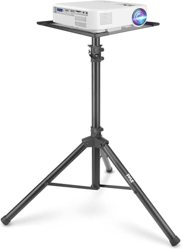 Pyle Supporto Proiettore a Treppiede Regolabile in Altezza e Angolazione, Supporto Notebook e Attrezzatura DJ, Perfetto per Eventi sul Palco, Studio e Ufficio, Si Estende da 76 cm a 140 cm