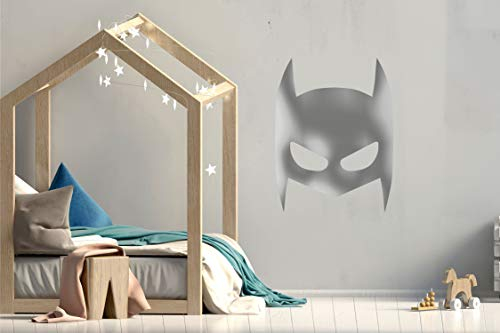 Wandtattoo Super Hero Maske Set Kinderzimmer Wandsticker Wandaufkleber Wandbilder Babyzimmer Deko (100cm (B) x 130cm (H), Silber)