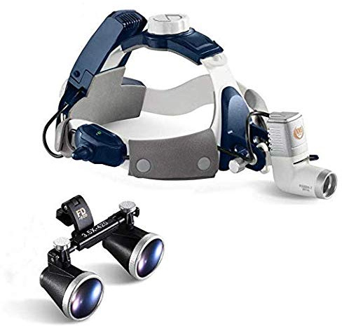 5W Chirurgisch Medizinische Kopflampe einstellbare zahnärztliche Stirnlampe mit hoch Helligkeit Lupe für medizinische Chirurgie Dental LED-Scheinwerfer mitgeliefert 2pcs Batterien (2,5-fach Lupe)