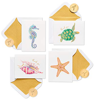 Papyrus Thank You Cards with Envelopes, Sea Creatures (20-Count)