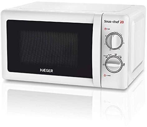 HAEGER SOUS-CHEF 20 - Microondas con 700W de potencia, capacidad de 20L - 6 niveles de potencia, función de descongelación, temporizador de 30 minutos, plato giratorio en vidrio de 24,5cm