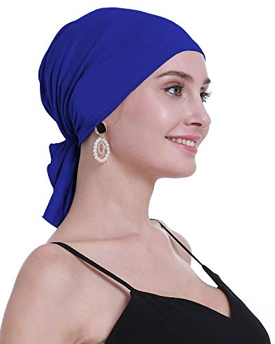 osvyo Copricapo in bambù per chemioterapia, da donna, per perdita di capelli, turbante da infilare, confezione sigillata, BAMBOO BLU COBALTO, Taglia unica