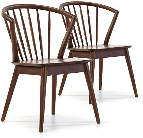 VS Venta-stock Pack 2 chaises Mura, Couleur Noyer, Bois Massif, 55 cm (Longueur) 58,5 cm (Profondeur) 84 cm (Hauteur)