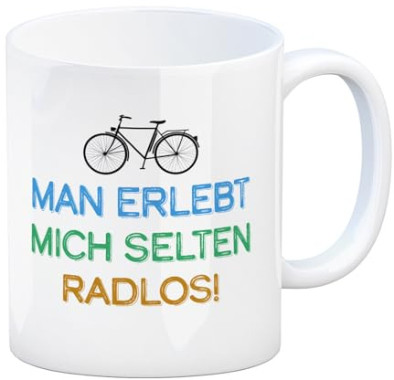 Man erlebt mich selten radlos Kaffeebecher mit Fahrrad Motiv Hobby Bike Rad