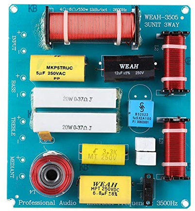 Boaby Audio Frequenzteiler, 3-Wege Lautsprecher Frequenzweiche Filter 300W Präzise Audio Frequenzteiler Platine Mit Überstromschutz, für DIY KTV Bühnenlautsprecher Party&Club