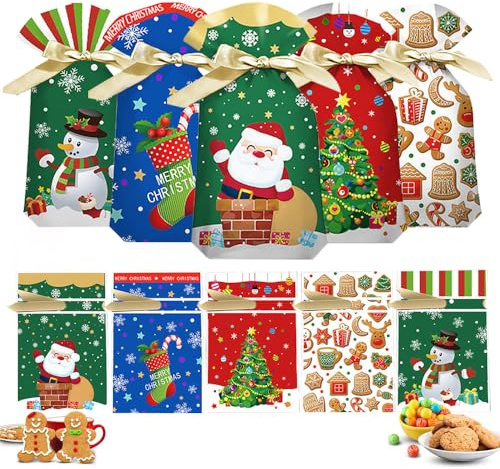 50 Stücke Geschenkbeutel Weihnachten, Weihnachtsbeutel Zum Befüllen, Geschenksäckchen Tüten Weihnachten, Weihnachtsbeutel, Weihnachtstüten Zum Befüllen, Weihnachtsverpackung,Geschenkverpackungen