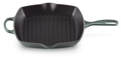 Le Creuset Signature Enamelled Cast Iron Grillit Frying Pan With Helper Handle and Two Pouring Lips, For All Hob Types and Ovens, 26 cm, Artichaut, 20183267950422