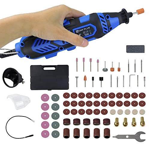 Utensile rotante, 135 W, multifunzione con gambo flessibile, mini smerigliatrice angolare con 80 accessori, 6 regolazione variabile, per fresatura, separazione e incisione e creazioni fai da te