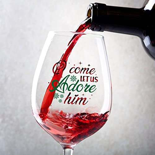 Copa de vino O Come Let Us Adore Him - Juego de 2 copas de vino tinto personalizadas para despedida de soltera, esposa, mamá o novia, copas de 17 onzas