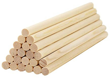 HOSSIAN Wooden Dowel Rods 20PCS Wood Sticks Wooden dowels for Crafts-Unfinished Round Hardwood Sticks (Birch Wood 1/4 x 10)