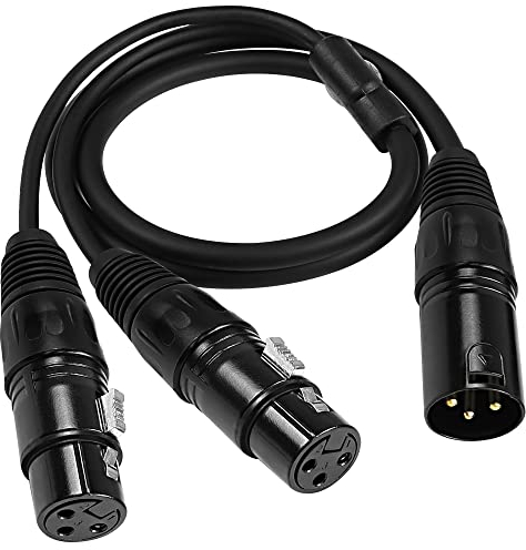 MEIRIYFA XLR Splitter Cable 3Pin Bilanciato Y - 1 Femmina a 2 Maschio Microfono Adattatore Audio - 0.8M