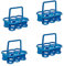 Novaliv 4 soportes para botellas para 24 botellas, agarre estable, cesta de plástico, apilable, 32 x 23 x 28 cm, color azul, ideal para cocina y sótano, portabebidas, caja para botellas