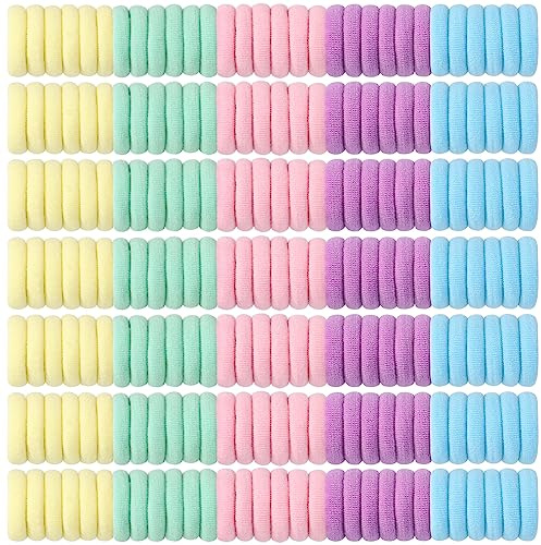 Jollybows 300 Piezas Elástico Pelo Gomas, Coleteros Lazos de Pelo Accesoris de Pelo para Niñas Bebés Mujer (1 Pulgada / 2,5 cm 5 Caramelo Colores)