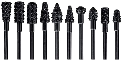 Treki 10Pcs Fraise à Râpes Rotative Acier Carbone 1/8/3mm Tige Forets Fraises Rotatives Sculpture Fichier Râpe Forets à Bois pour Sculpture Faire Modèle Polir Bricolage Polissage Gravure