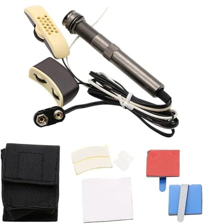 Tonabnehmer für Akustikgitarre Folk Akustische Gitarre Pickup Gitarre Equalizer Piezo Pickup Verstärker Tuner Mit 6,35 Mm Ausgang Jack (Mit Mikrofon)