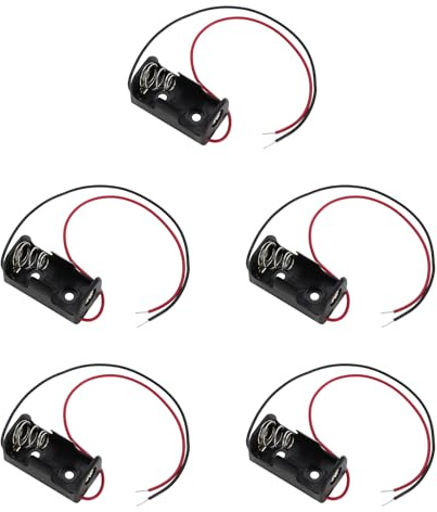 YINETTECH Lot de 5 boîtes de piles 14250 ER14250 support de batterie 1/2AA 3,6 V avec fils de câble de 150 mm noir et rouge