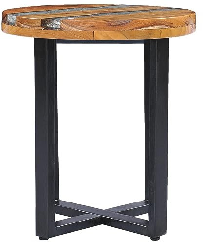 Mengtu Couchtisch Wohnzimmertisch Beistelltisch Sofatisch Pflegeleicht Kaffeetisch Möbel Tisch für Schlafzimmer Wohnzimmer 40 x 45 cm Massivholz Teak und Polyresin