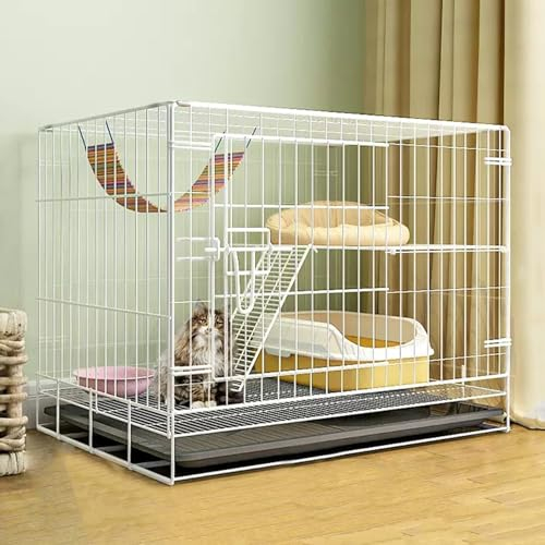 Katzenbox für Den Außenbereich, Innengehege mit Tablett, Katzenkäfig, Faltbares Reisegehege für 1–2 Katzen, Frettchen, Chinchilla, Kaninchen, Kleintiere (Color : B, Size : 32.6x22.8x27.1in)