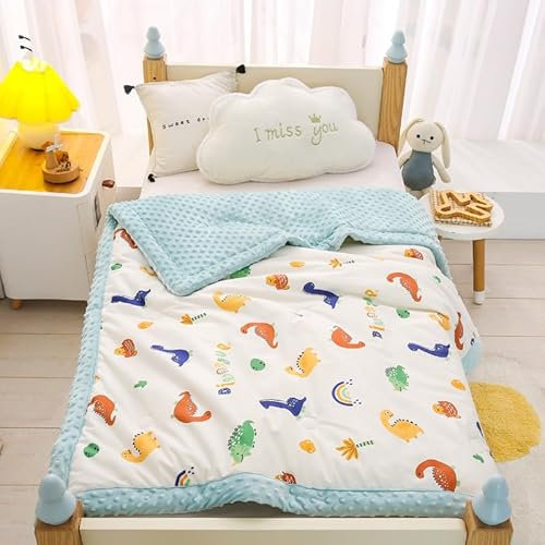 Kinder Kuscheldecke 120x150 Bio Baumwolle Polar Fleece Decke Exquisit Cartoon Dinosaurier Muster Wohndecke Sofadecke Bettüberwurf Flauschige Weiche Warme Sofaüberwurf Dick gemütliche Plüsch Bettdecke