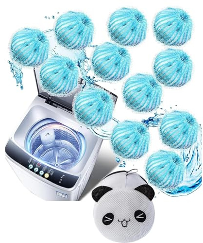 Pack of 12 Pet Hair Remover Washing Machine Tumble Dryer Balls Reusable Washing Machine Hair Catcher Pet Dog Cat Hair Catcher Lint Remover (Light Blue)