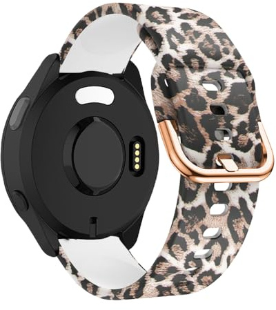 SeNool Armband für Garmin Forerunner 165/Forerunner 165 Music/Vivoactive 6/Vivoactive 5, 20mm Silikon Ersatzband Uhrenarmband für Garmin Vivomove Trend/Venu Sq 2/Venu Sq/Venu 2 Plus - Leopard