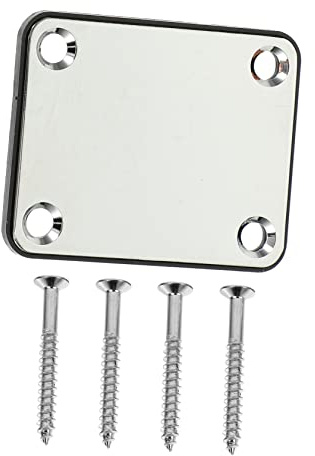 FUNOMOCYA Metall Halsgelenk Montageplatte für Elektrische Gitarre und Bass mit Schrauben in Silber Einfache Installation und Dekoratives Gitarrenzubehör Satz