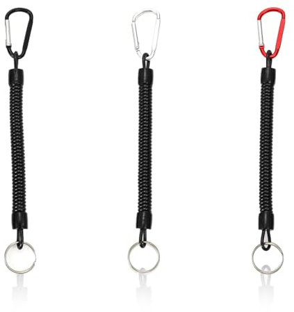 JEYORZY 3 pcs Porte-Clés à Ressort à Spirale, Porte-clés Spirale élastique, Corde de Pêche en Spirale, Porte-Clés En Spirale, Porte Clef Avec Mousqueton, Porte Clé Spirale De Pêche, Lanière à Ressort