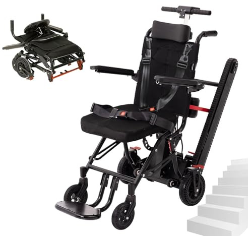 Leichte, zusammenklappbare Kombination aus elektrischem Treppenlift und Handrollstuhl, 2-in-1, Treppensteigrollstuhl mit Kopfstütze,Treppen rauf und runter,intelligentes LCD-Display,Tragkraft 150kg