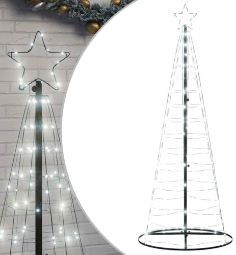 vidaXL LED Weihnachtsbaum, Beleuchtet Tannenbaum 8 Lichteffekte, Christbaum Lichterbaum Innen Außen, Weihnachtsdeko Weihnachtsbeleuchtung, 200 LEDs Kaltweiß 180cm