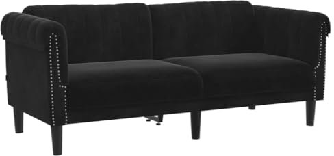 KOIECETA Sofa Polstersofa 2-Sitzer mit Stützbeinen Zweisitzer Loungesofa Designsofa für Wohnzimmer Couch Wohnzimmersofa Schwarz Samt