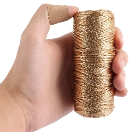 ASelected 2Roll 100M Gold String, 1.5mm Decorative Metallic String, Gold Twine Strings, Jewelry Thread Cord, Metallic Thread Cord for Christmas Wedding Decoration DIY Crafts Gift Wrapping
