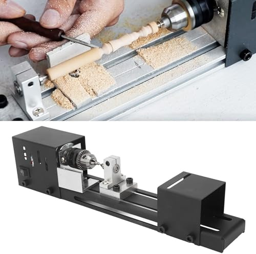 Mini tour à bois - Polisseuse multifonction pour le travail du bois - 110-240 V - Mandrin et fraise pour travaux de précision