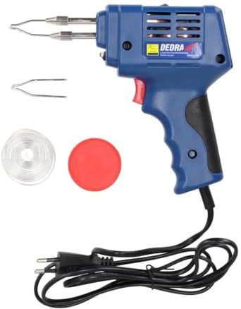 DEDRA Pistolet à souder 175 W, fer à souder électrique transformateur pour soudure à l’étain, réparation électronique, câbles, auto et bricolage, chauffe très rapide avec panne interchangeable