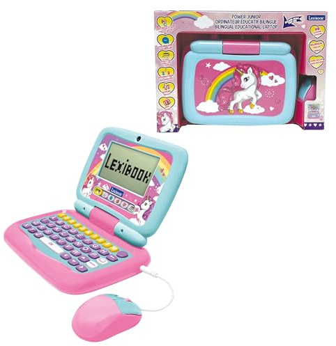 Lexibook, Licorne, Ordinateur Portable éducatif bilingue FRANÇAIS/Anglais avec 40 activités Dont Une Nouvelle façon d'apprendre à Lire et à Compter, JC398UNIi1