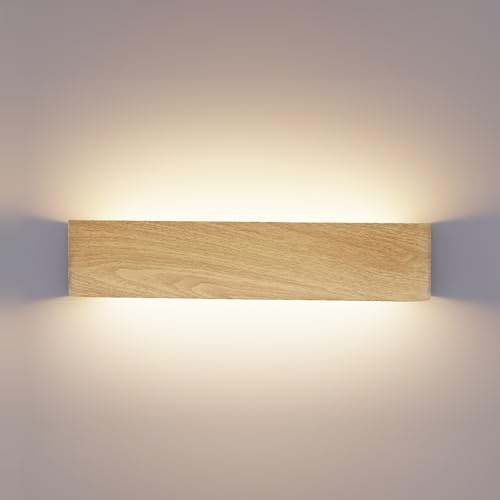 Aplique Pared Interior-XXINLOOY-24W Moderna Lámpara de Pared LED Interior 3 Temperaturas de Color Iluminación de interio 41CM Sala de Estar Dormitorio Escalera Pasillo (Amarillo (Grano de Madera)-1)
