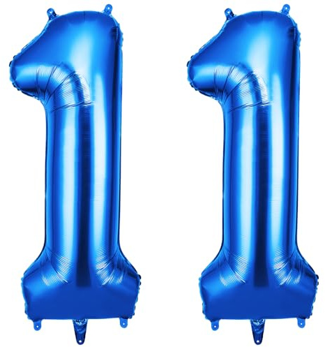 OFFCUP Globo Número 11 Azul 40 (101cm), Grande Globos Foil, Globo Numeros Gigante, Inflar con Helio o Aire, Decoracion para Niño Niña Adultos La Boda Aniversario Cumpleaños Fiestas