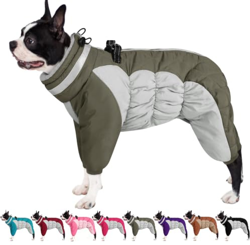 AOFITEE Winteroverall für Hunde - Wasserdichter XS Hundemantel Kleine Hunde mit Beinen, Winter Warmer Hundejacke mit Geschirr Gefütterter Hundeoverall, Wintermantel Hund für Chihuahua, Yorkie