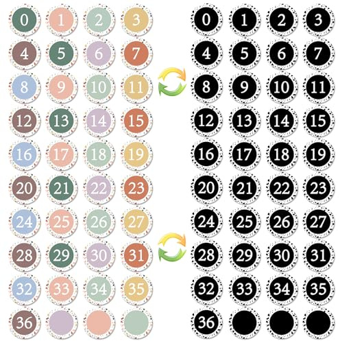 Wonninek 40 Stück Magnetische Zahlen, Doppelseitig Rund Zahlen Whiteboard Magnete für Kinder, 5.8cm groß Kreise Magnetzahlen für Klassenzimmer Whiteboard Kalender Kühlschrank Zuhause Schule Büro