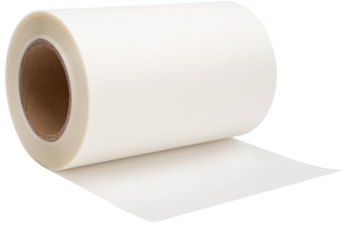 DTF Transferfolie, A4, 21,6 cm x 100 m, doppelseitig, glänzend, transparent, Pretreat PET Wärmetransferpapier, Kalt- und Heißabziehfolie, direkt auf Folie für T-Shirts, Textilien