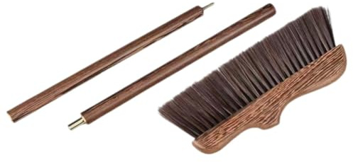 IWOWHERO Scopa in Legno di Frassino con Setole Dure Manico Lungo Ergonomico per Pulizia Pavimenti Interni ed Esterni per Giardino Patio e Garage Spazzolone Antistatico per Angoli e Sotto
