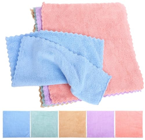 HOODANCOS 10 Pcs Coral Fleece Washcloths 30x30cm, Ultra-Soft Microfiber Face Towels and Makeup Remover Cloths, Assorted Colors for Bathroom and Travel Use