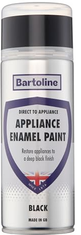 Bartoline Appliance Enamel Black Spray Paint 400ml – Gloss Black Finish for Fridges, Ovens & Washing Machines, Fade Resistant, Rust Protection, Appliance Restoration Aerosol
