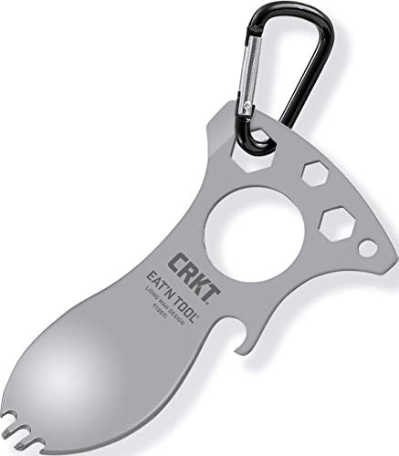 CRKT Eat'N Tool Outdoor Spork Multitool: Durable and Lightweight, for Camping, Hiking, Backpacking and Outdoors Activities, Titanium, Silver 9100TI