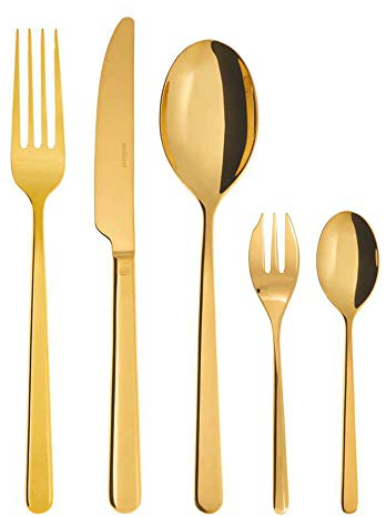 Rosenthal Sambonet - Linear PVD - Besteckset, Besteck, Essbesteck - Farbe: Gold - 30-teilig - Spülmaschinenfest