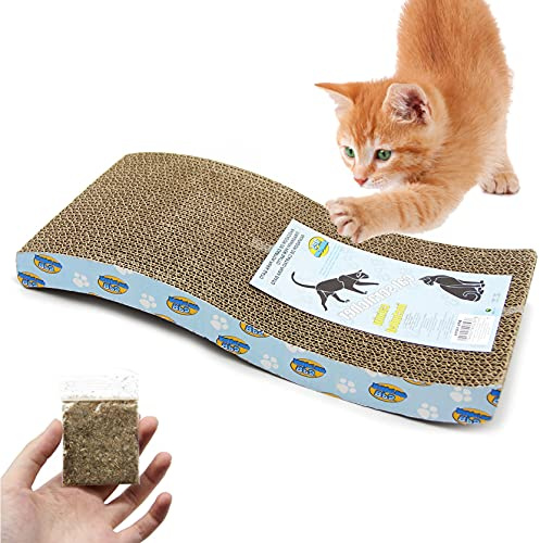 BPS Rascador Gatos Rascador Tabla de Cartón Papel Incluido Hierba Gatera 3 Modelos Elegir 43 x 21 x 4 cm (Tabla Ondulado) BPS-10054