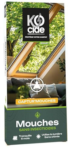 K-OCIDE - Captur'Mouche - 2 Pièges à Vitre - sans Chimie - Attire par la Lumiere - Efficace et Esthètique - 6 Recharges