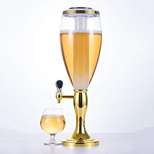 HHSW Birra Torre Drink Dispenser 3L Tavolo Casa Birra Torre Luminoso Creativo del Vino Cannon Barrel Bar Dedicato Gold-2L