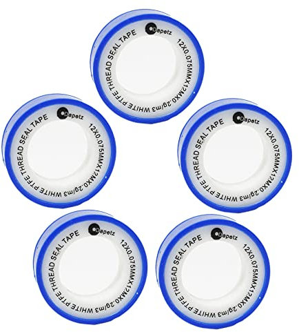 Dapetz ® PTFE Tape Plumbers Tape to Stop Leaks, Teflon Tape, 12mm x 12m Plumbing White Sealant Tape Leak-Free Solution for Pipes, Shower Head, Sewers & Joints 5 Rolls