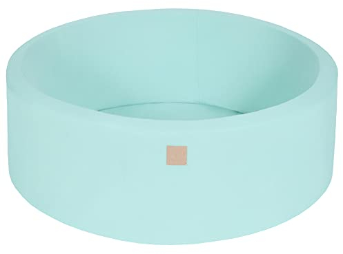 MEOWBABY Bällebad Baby - Rund 90x30cm Baby Pool für Kinder ohne Bälle, Baumwolle, Minze